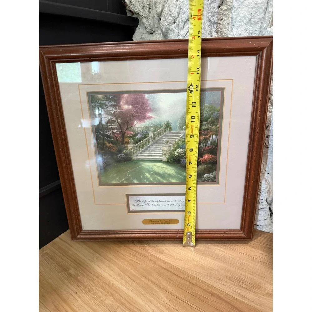 Thomas Kinkade Stairway to Paradise Framed Accent Print Psalm 37:23 COA 15x16
